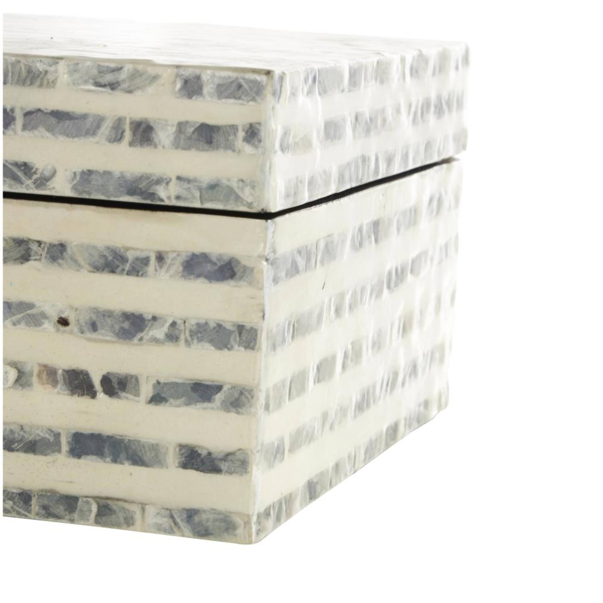 Cream & Gray Geometric Mosaic Mother of Pearl Handmade Storage Box Set